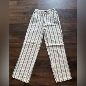 H&M Striped Linen Pants Beige and Blue